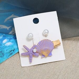 **FAY* 3-Pc Purple Shell x Starfish & Pearl Stud Earring Set